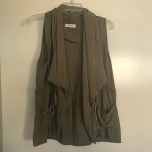 Army Green Cargo Vest with Drawstring